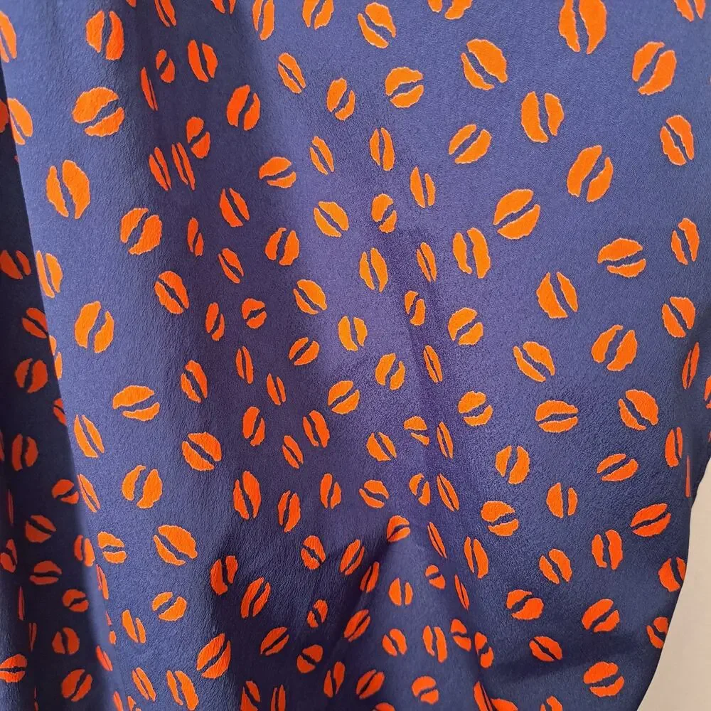 Papaya Tie Neck Halter Top Blue Red Lips Women's Medium - Picture 3 of 5